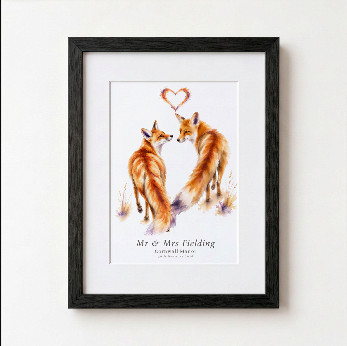 Personalised Fox Couple Wedding Print