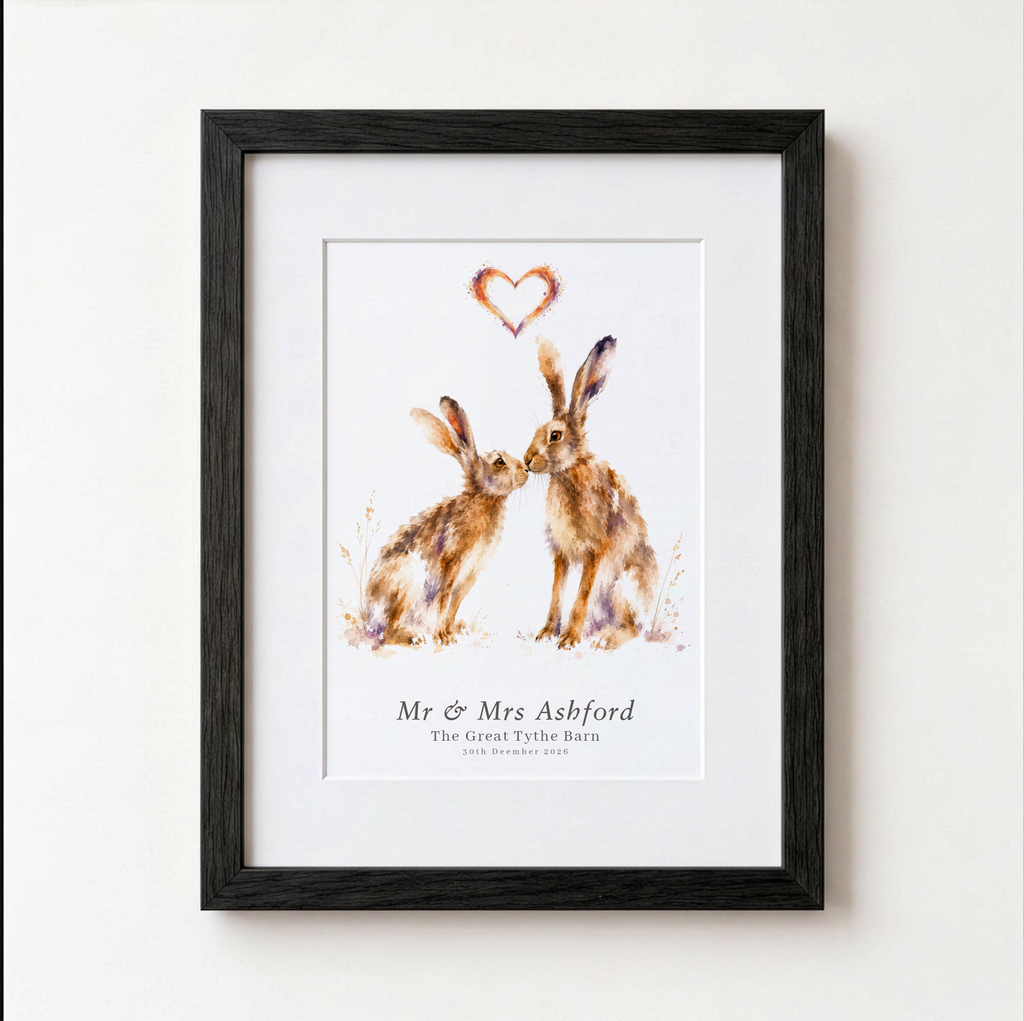 Personalised Wedding Gift | Hare Couple Print