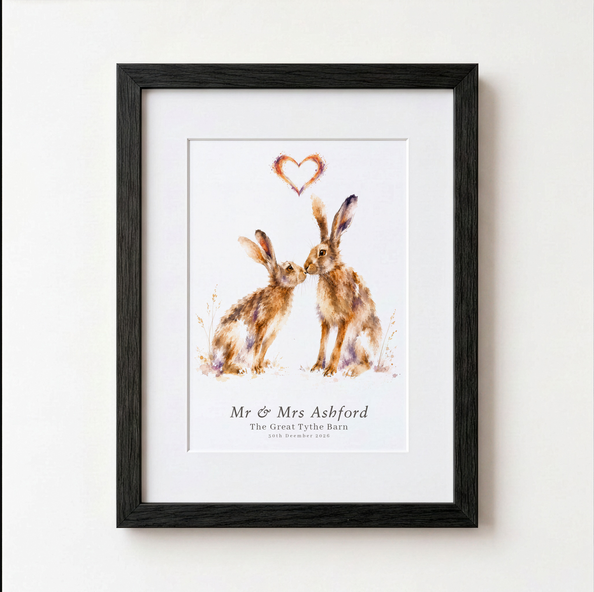 Personalised Wedding Gift | Hare Couple Print
