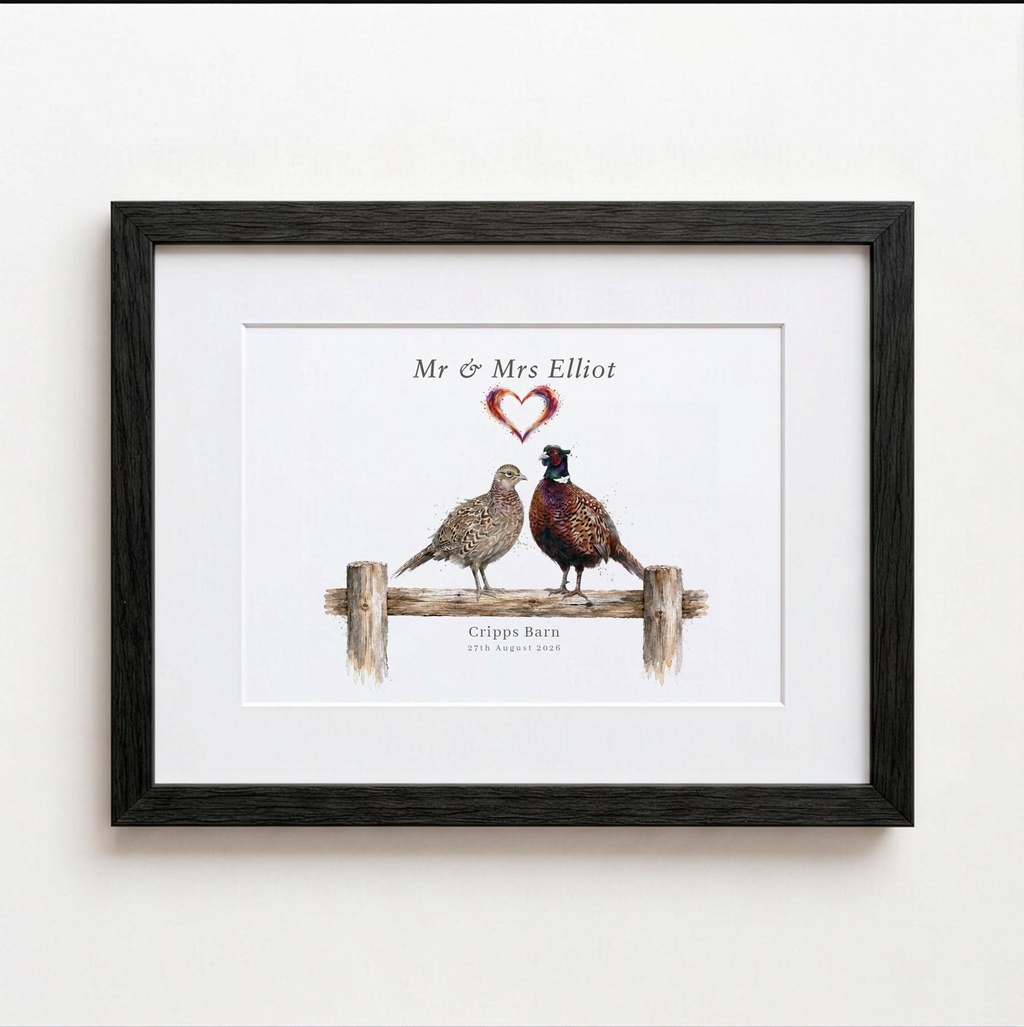 Personalised Pheasant Wedding Print – Country Wedding Gift