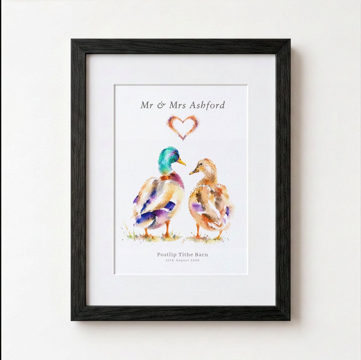 Personalised Duck Couple Wedding Print