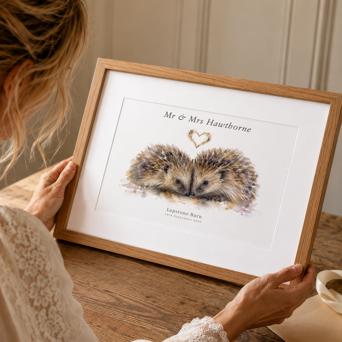 Personalised Hedgehog Couple Wedding Print