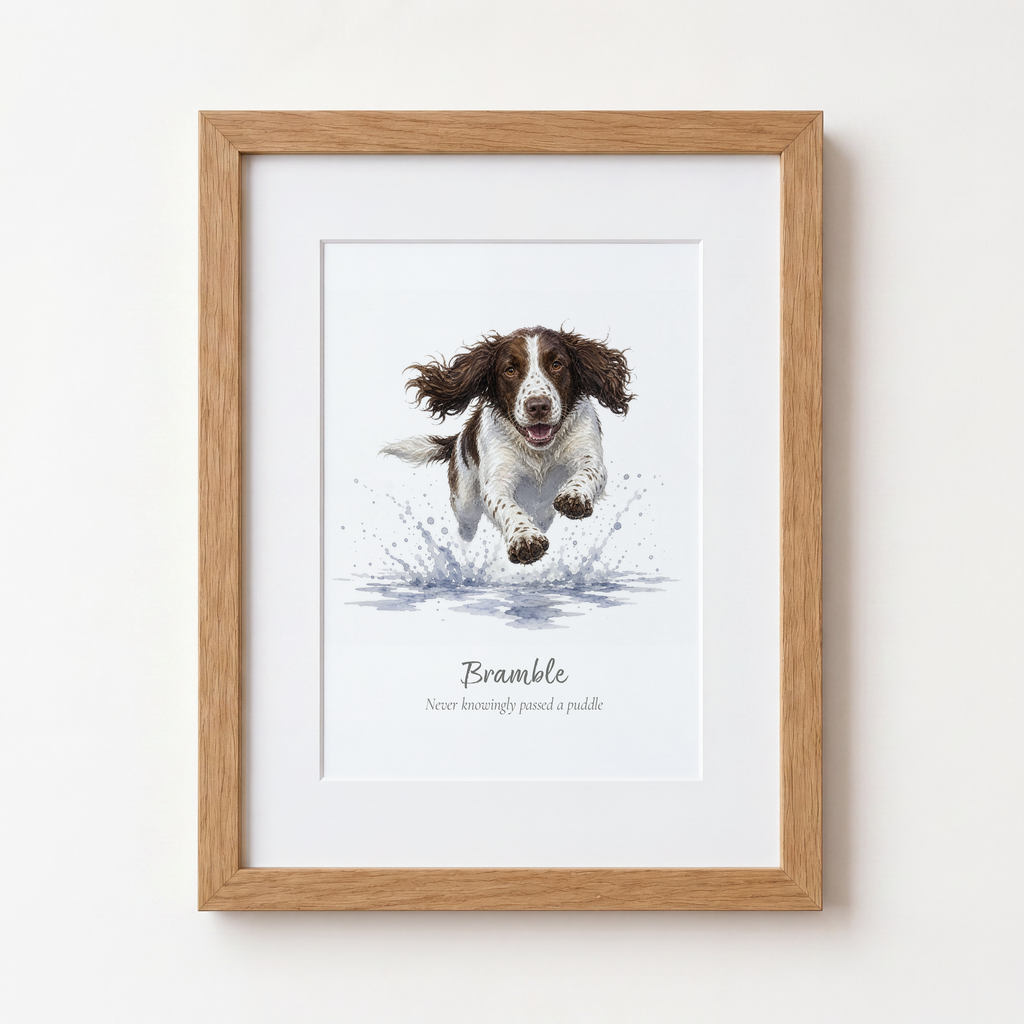 Personalised Springer Spaniel Watercolour Print – Country Dog Gift