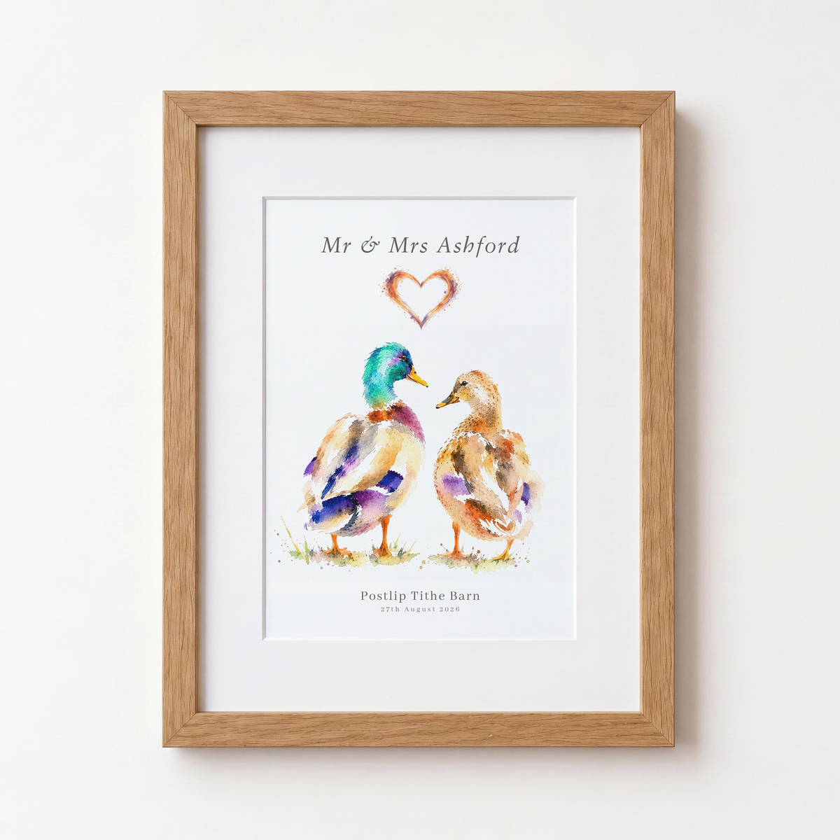 Personalised Duck Couple Wedding Print