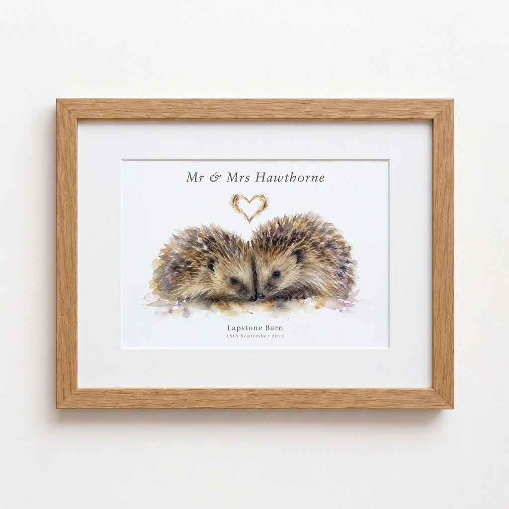 Personalised Hedgehog Couple Wedding Print