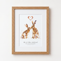 Personalised Wedding Gift | Hare Couple Print