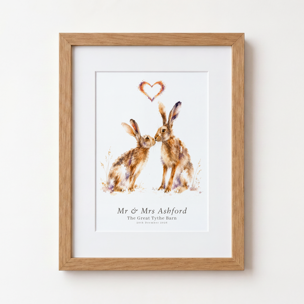 Personalised Wedding Gift | Hare Couple Print