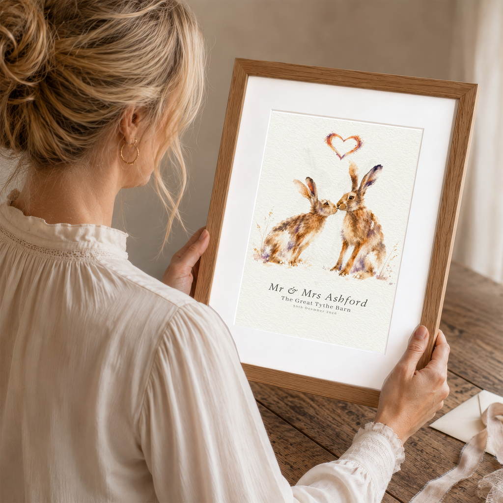 Personalised Wedding Gift | Hare Couple Print