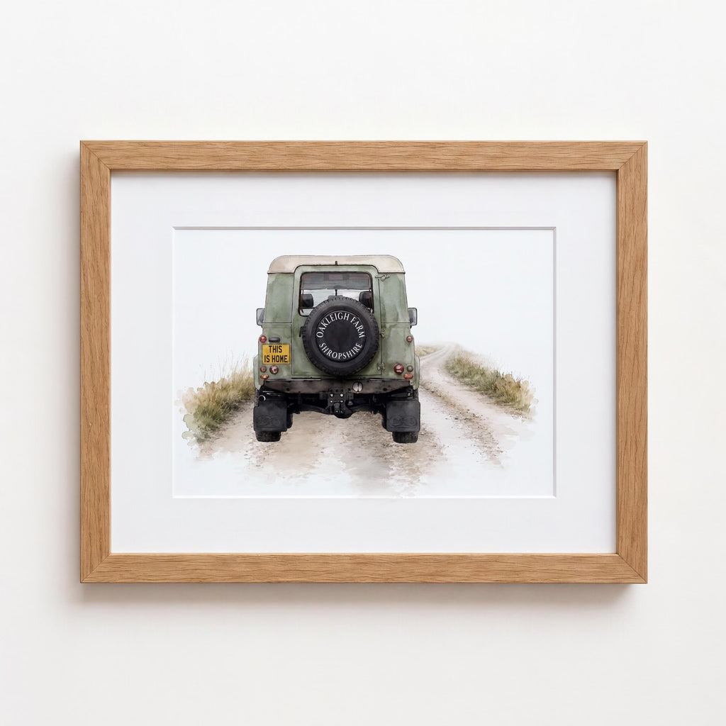 Personalised Land Rover Defender Rear View Print